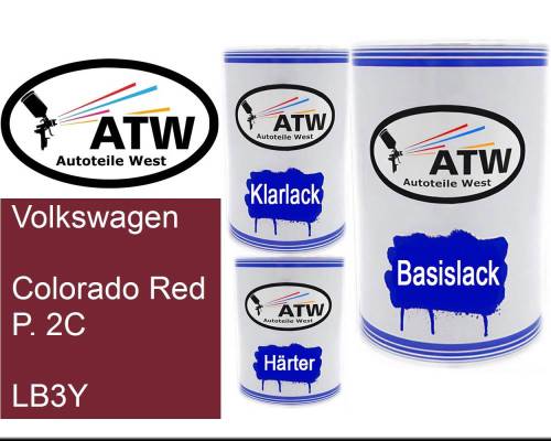 Volkswagen, Colorado Red P. 2C, LB3Y: 500ml Lackdose + 500ml Klarlack + 250ml Härter - Set, von ATW Autoteile West.